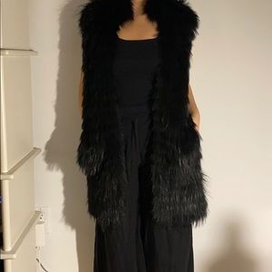 Black faux fur vest